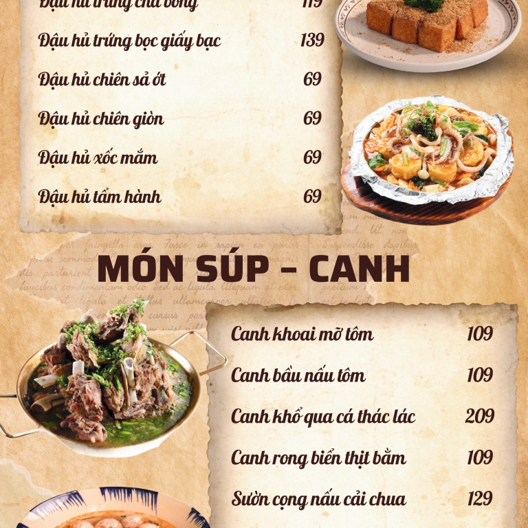Các món canh - súp, đậu hủ